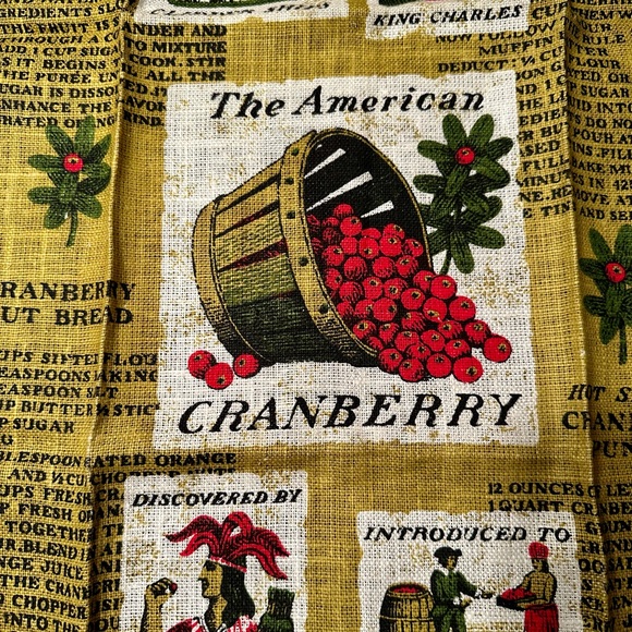 Retro Linen kitchen towel Pilgrim Thanksgiving motif 100%Linen - Picture 5 of 6
